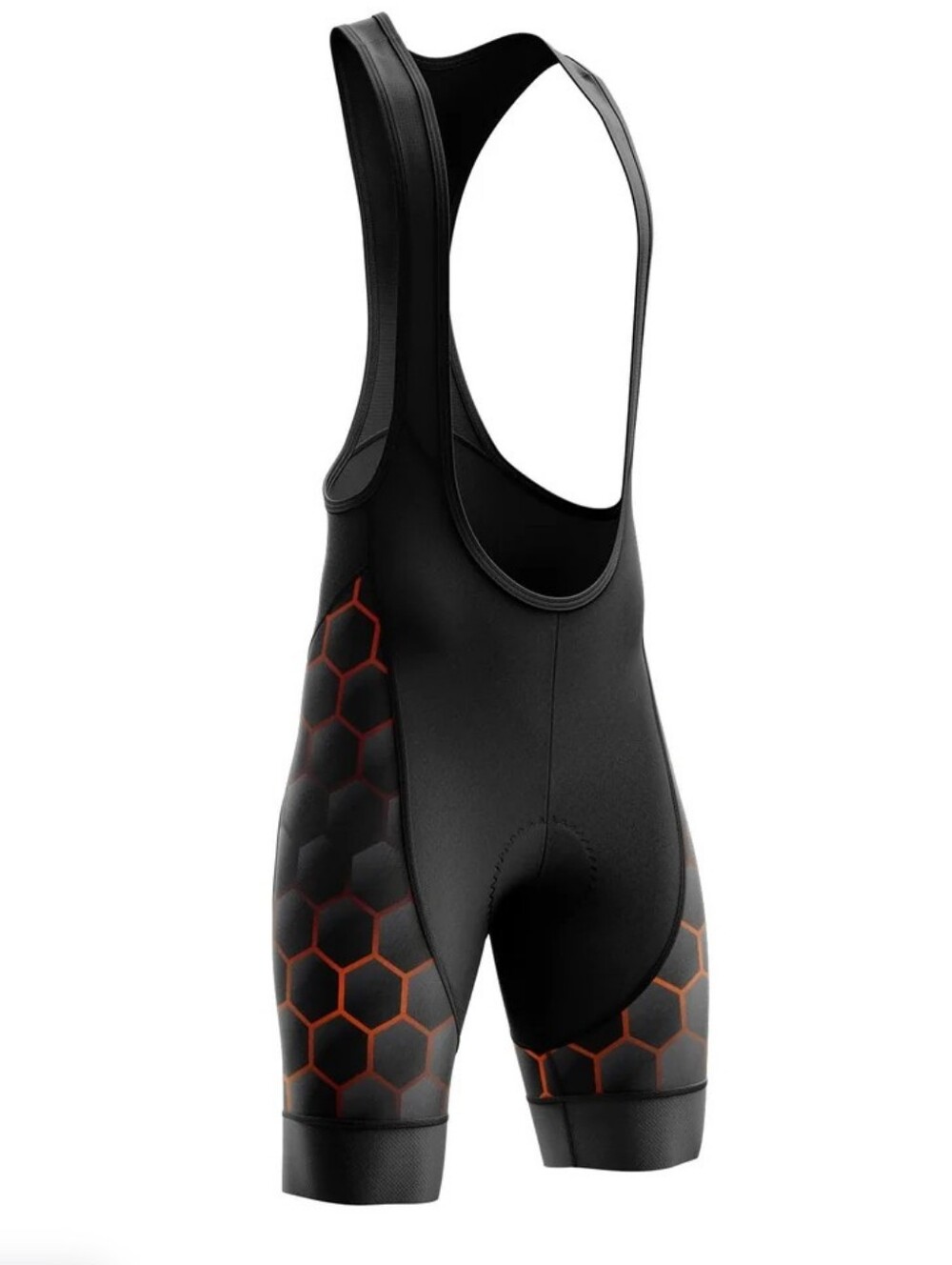 CYCLING BIB SHORTS HEXAGON ORANGE/BLACK QUICK DRY SILICON GEL PADDING SIZE  XL